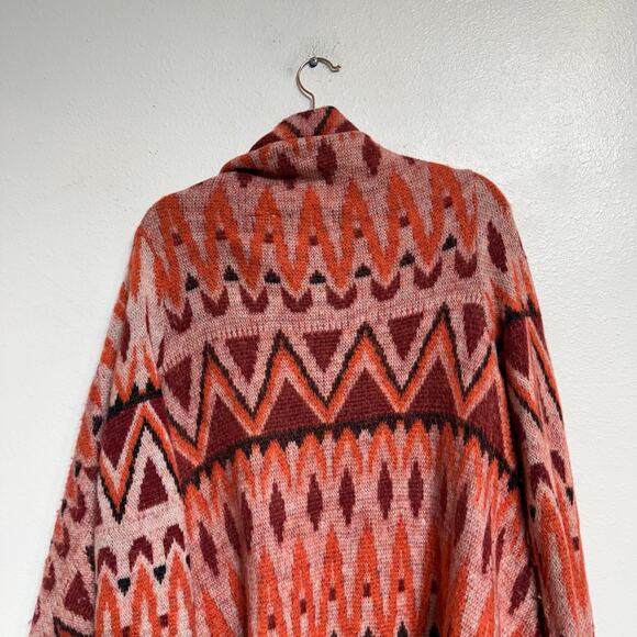 Anthropologie Sleeping On Snow Red Open Front Waterfall Cardigan Sz S - Picture 8 of 13
